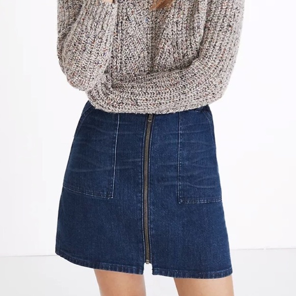 Madewell Denim Utility Zip Front Skirt - Picture 1 of 12